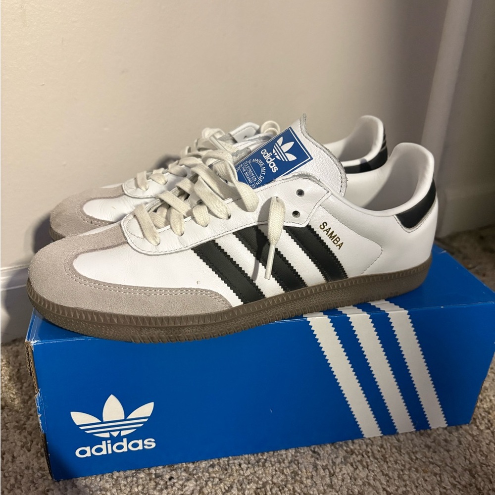 Adidas Samba White and Black Trainers